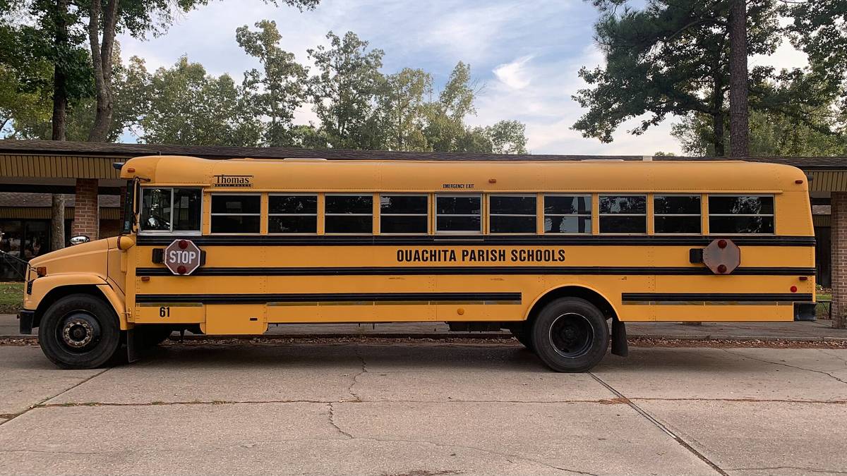 Ouachita Parish Schools school bus at Swartz Elementary